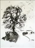 Oak 1 by Jeremy Scrine, Drawing, Charcoal on Paper