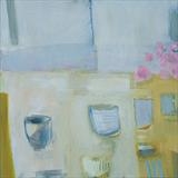 Still life with cups 2 by Jeremy Scrine, Painting, Oil on canvas