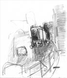 Voyagage of the Dustbin Lorry Drawing1 by Jeremy Scrine, Drawing, Graphite and Charcoal