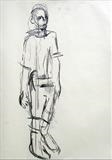 Walking Man study 1 by Jeremy Scrine, Drawing, Charcoal on Paper